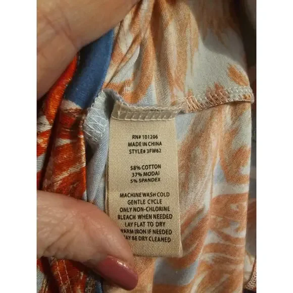 Soft Surroundings floral Spritzer Maxi Dress sz large petite blue orange - Picture 6 of 7